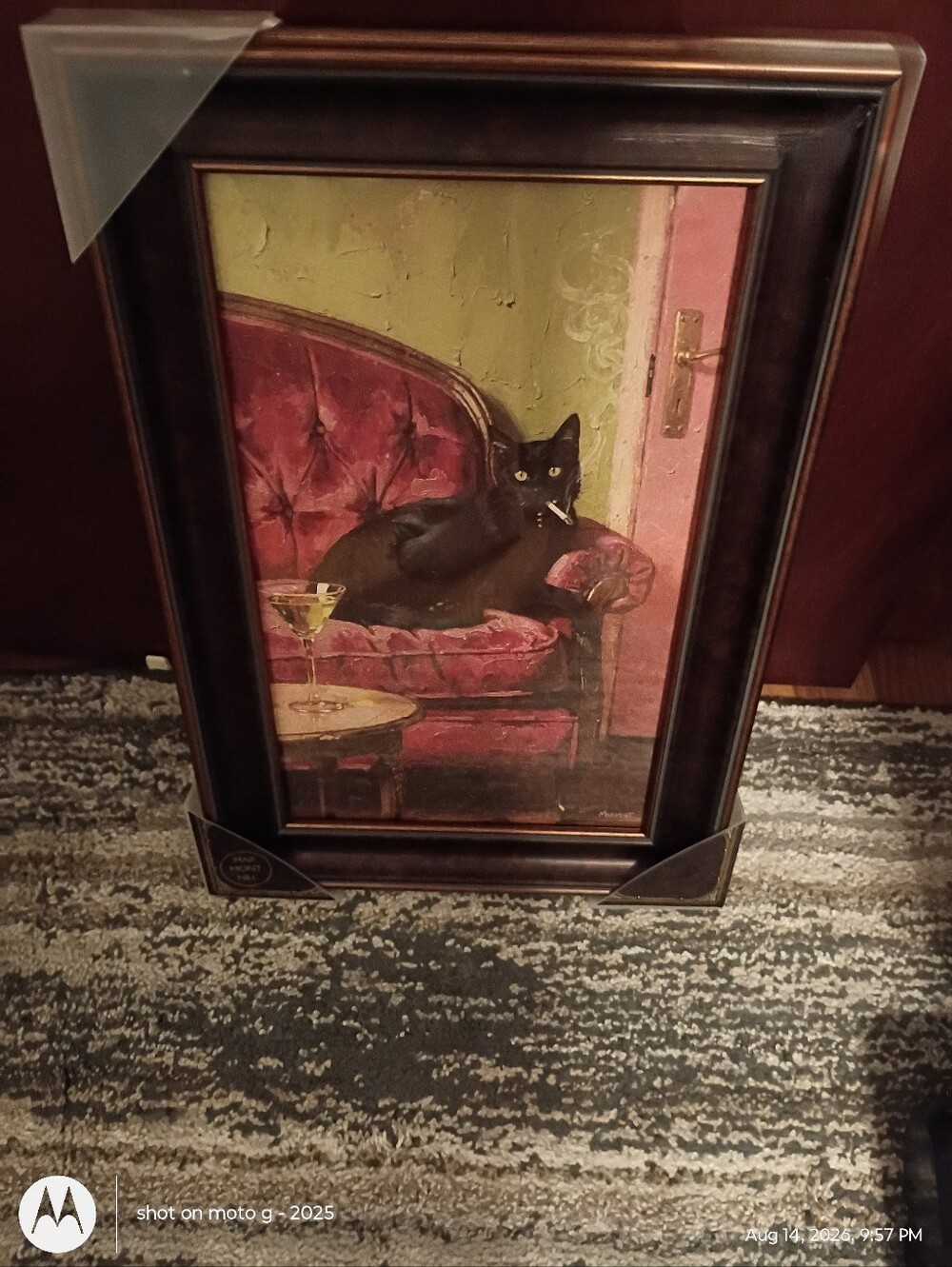 Marmont Hill Framed  Canvas Cat Martini Wall 12x 18